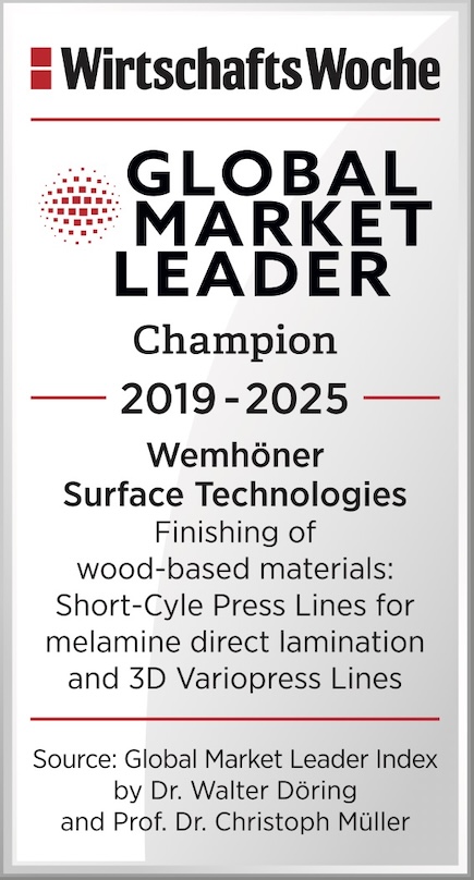 Weltmarktführer Champion 2019 - 2025 Wemhöner Surface Technologies