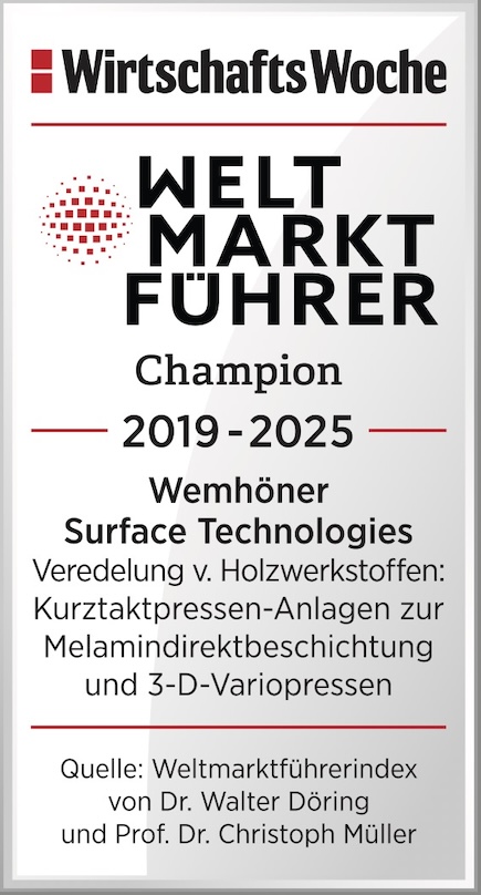 Weltmarktführer Champion 2019 - 2025 Wemhöner Surface Technologies